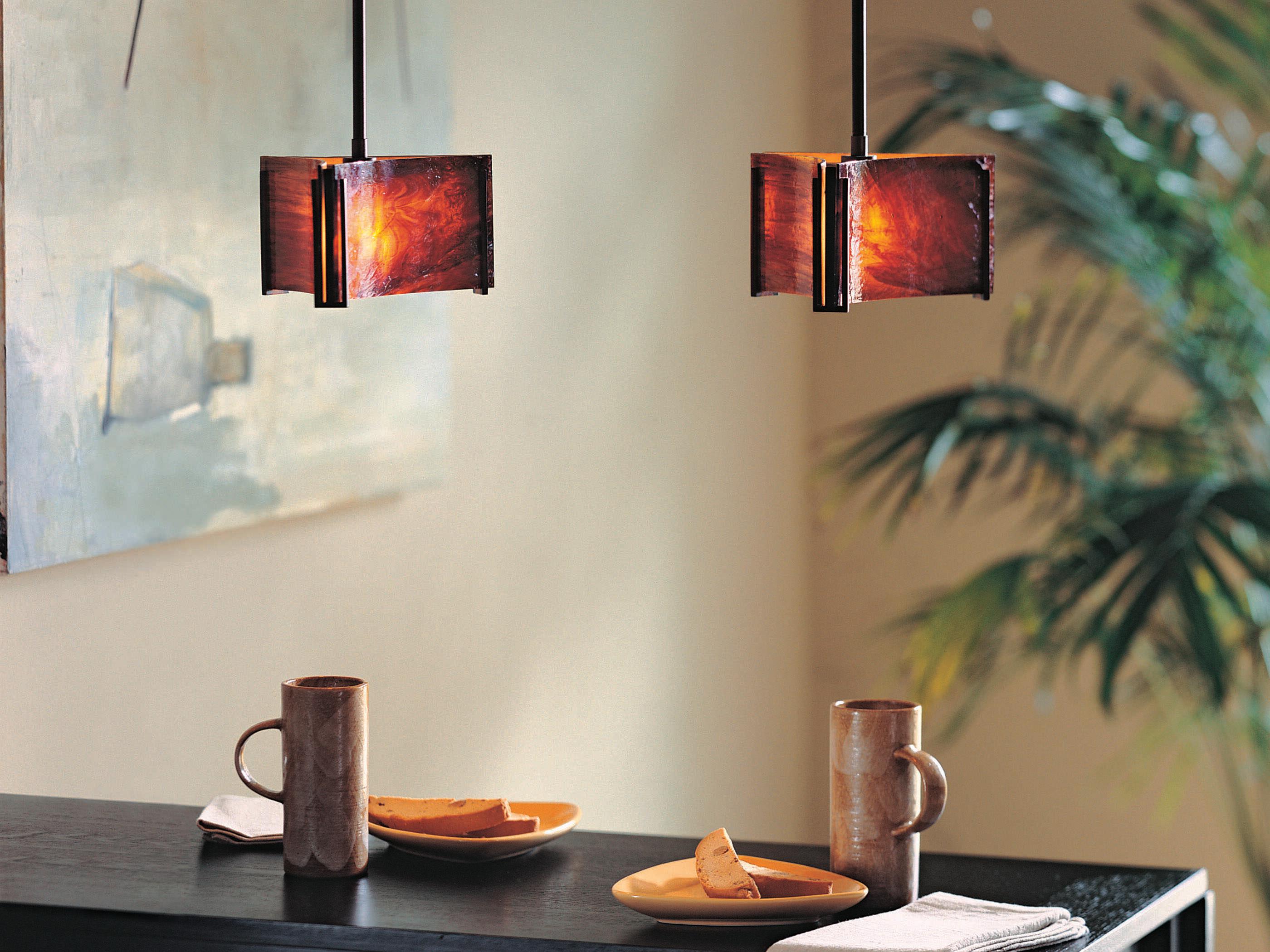 Hubbardton Forge Exos 1-Light Pewter Glass Mini Pendant