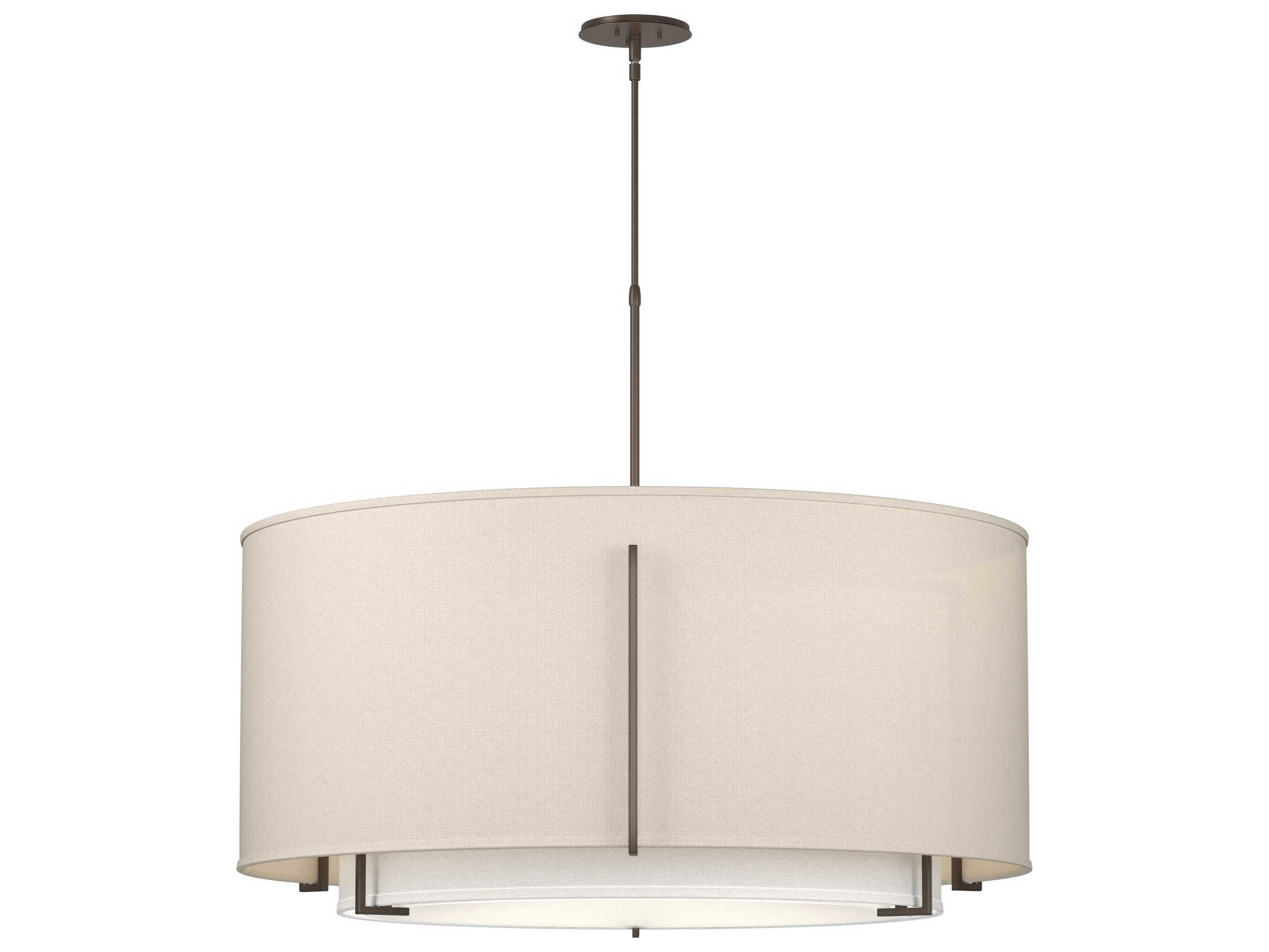 Hubbardton Forge Exos 3-Light Pewter Glass Drum Tiered Pendant