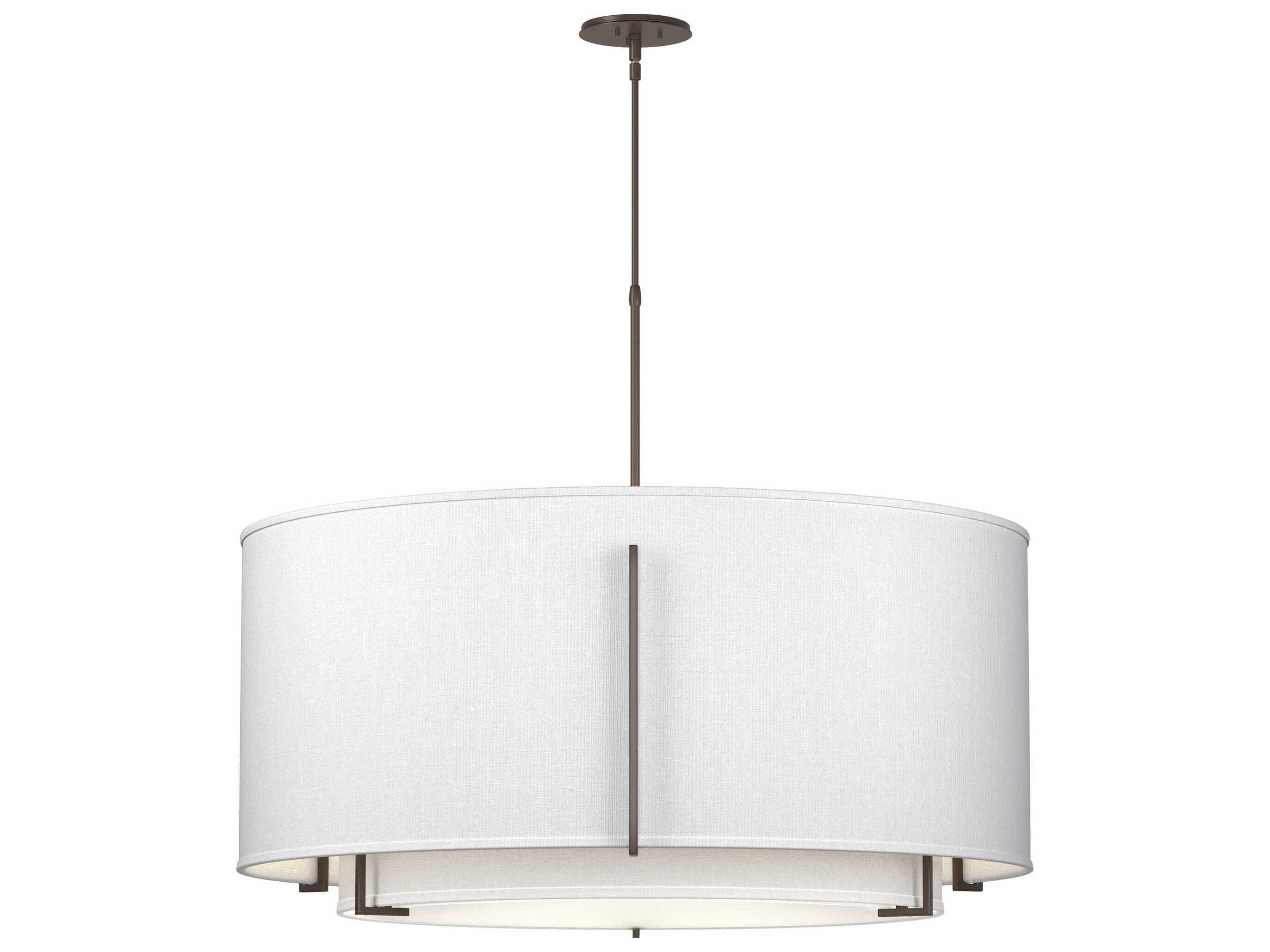 Hubbardton Forge Exos 3-Light Pewter Glass Drum Tiered Pendant