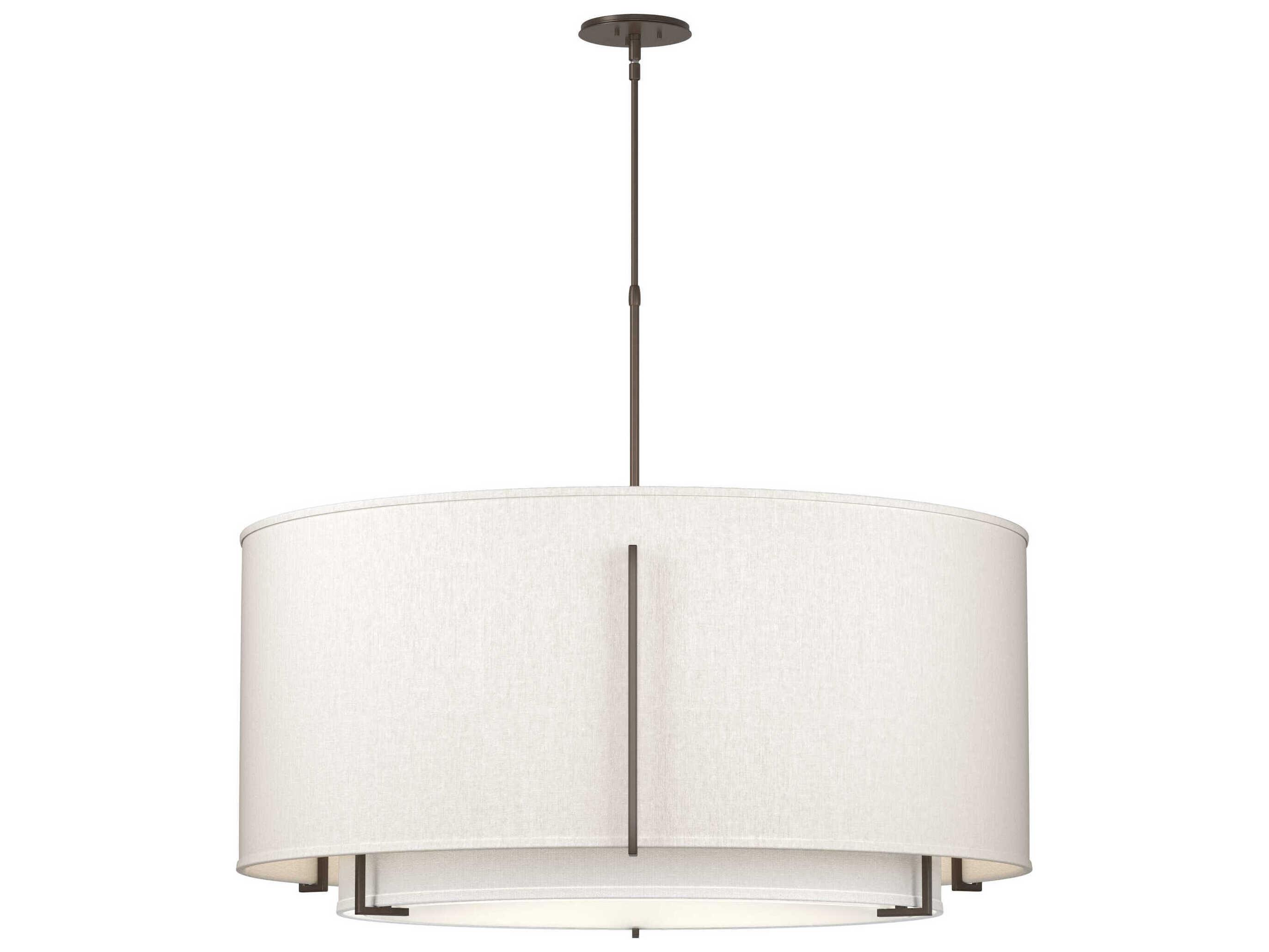 Hubbardton Forge Exos 3-Light Pewter Glass Drum Tiered Pendant