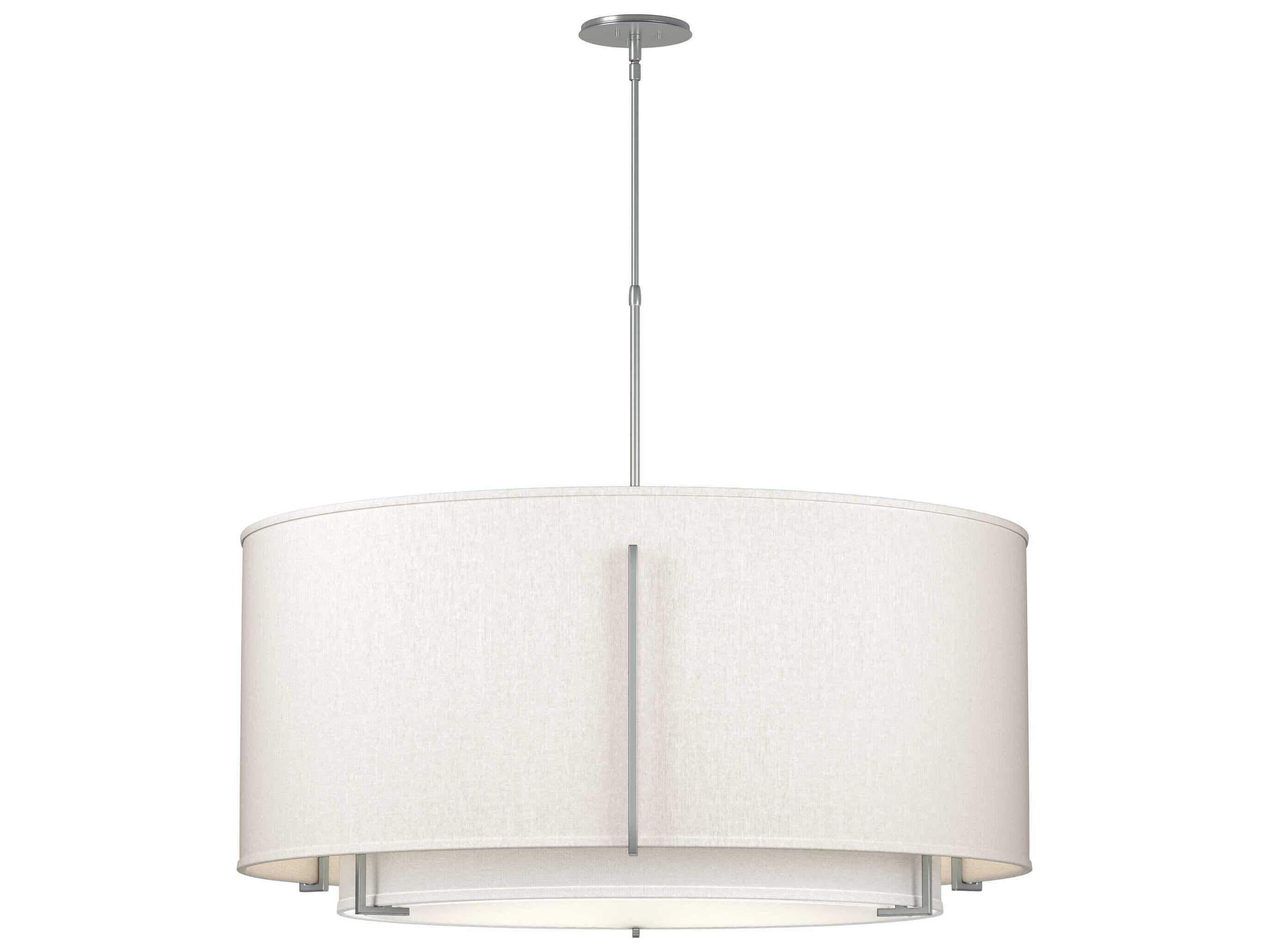 Hubbardton Forge Exos 3-Light Pewter Glass Drum Tiered Pendant