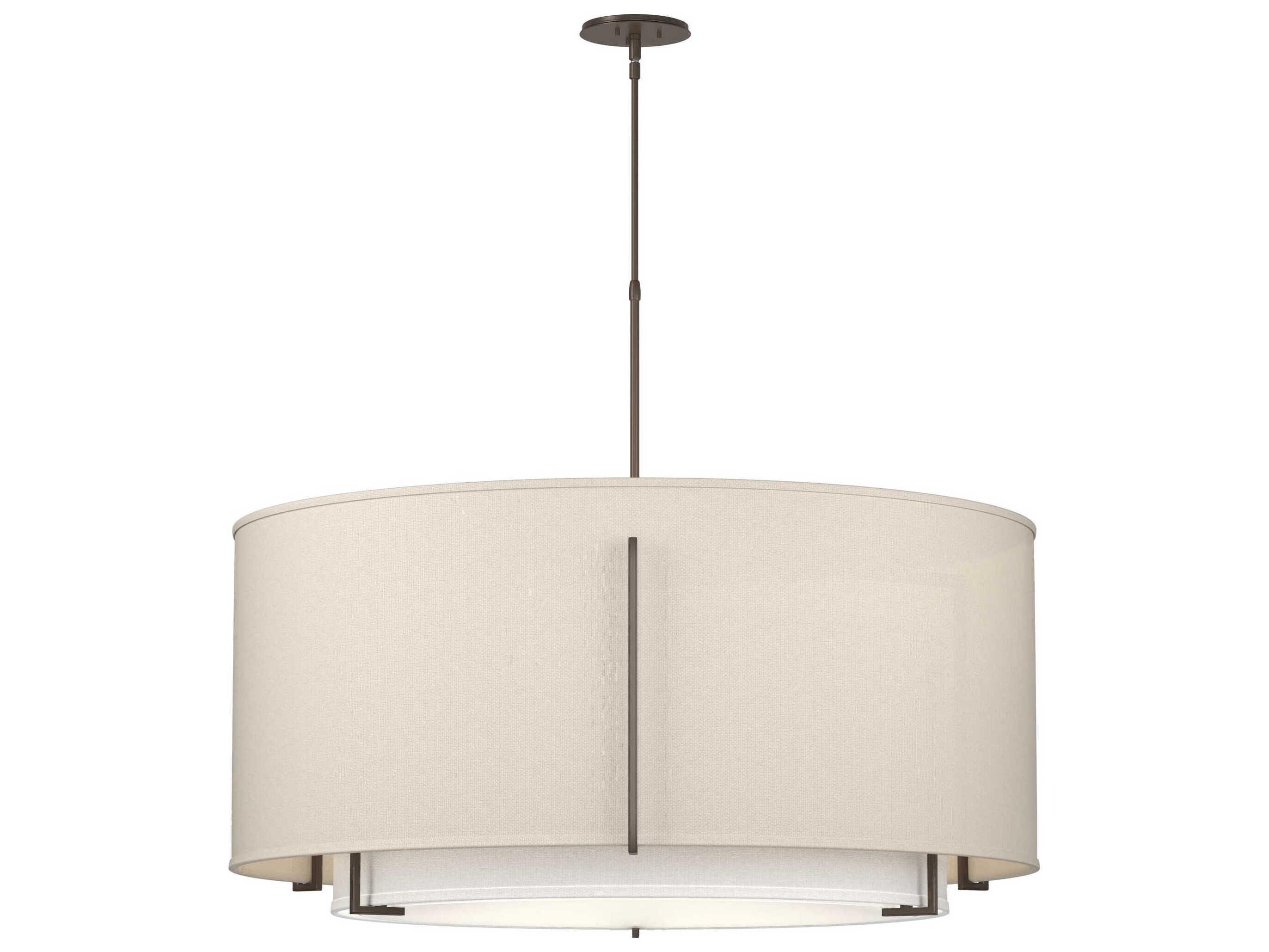 Hubbardton Forge Exos 6-Light Pewter Glass Drum Tiered Pendant