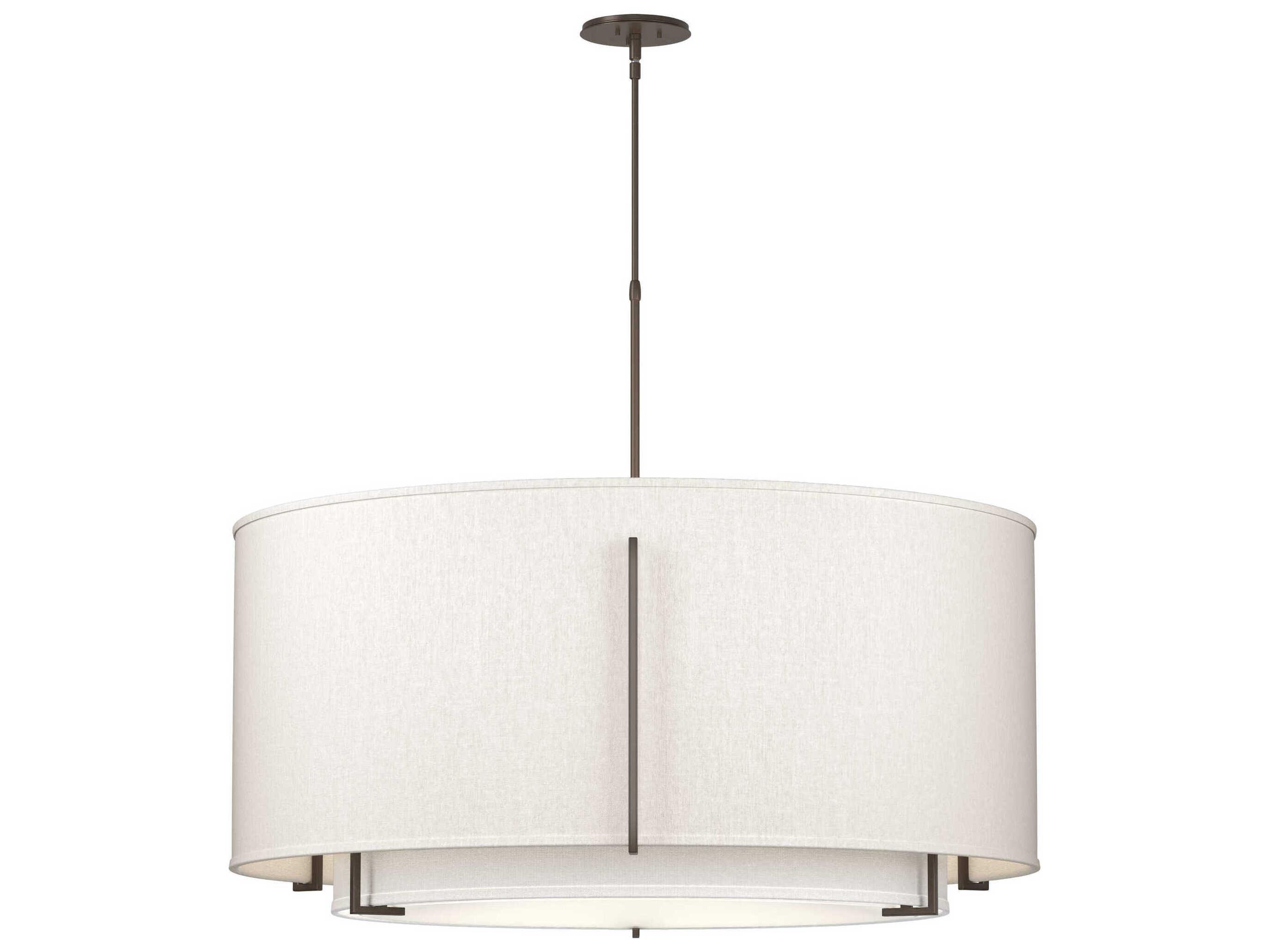 Hubbardton Forge Exos 6-Light Pewter Glass Drum Tiered Pendant