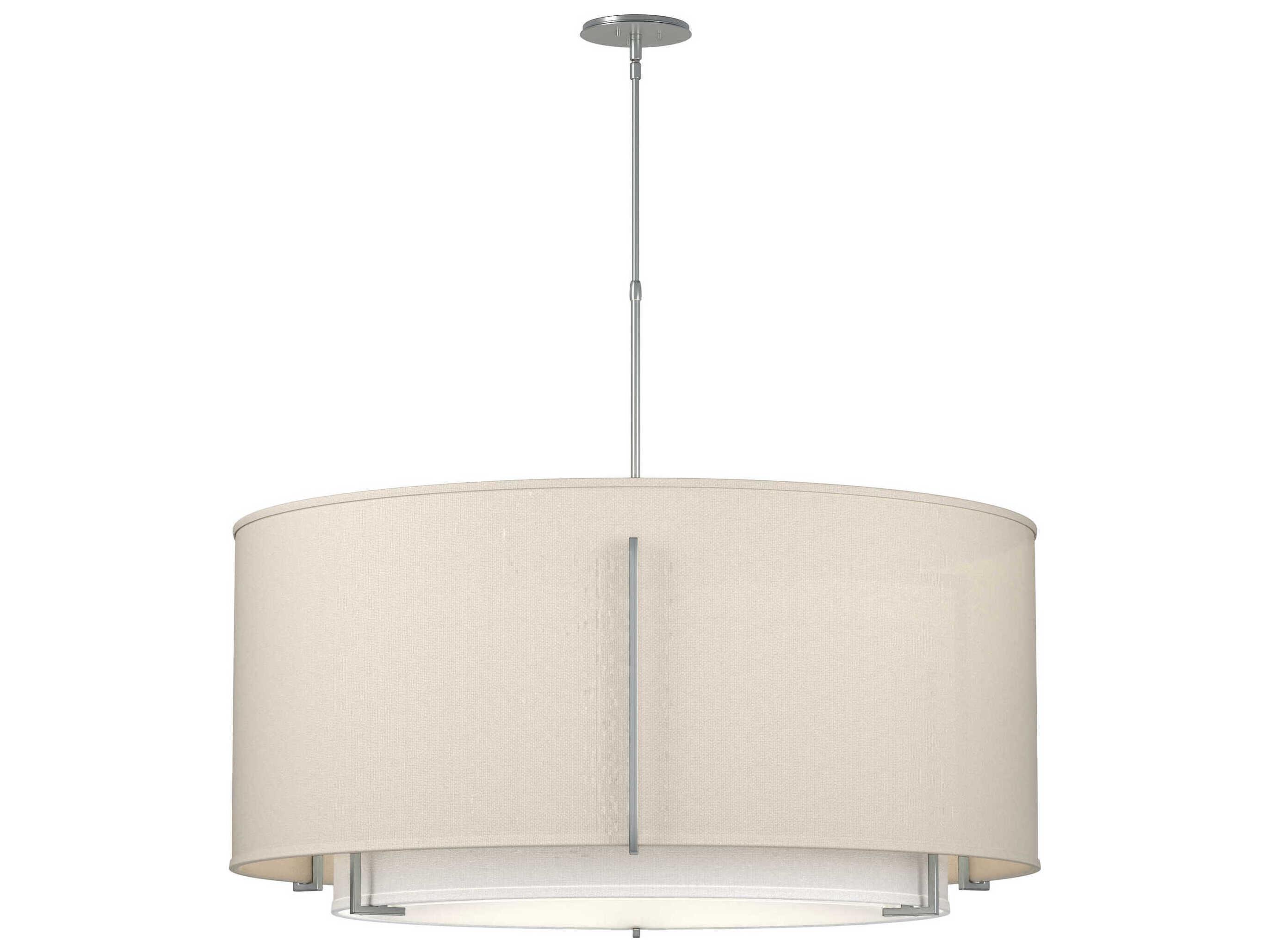 Hubbardton Forge Exos 6-Light Pewter Glass Drum Tiered Pendant