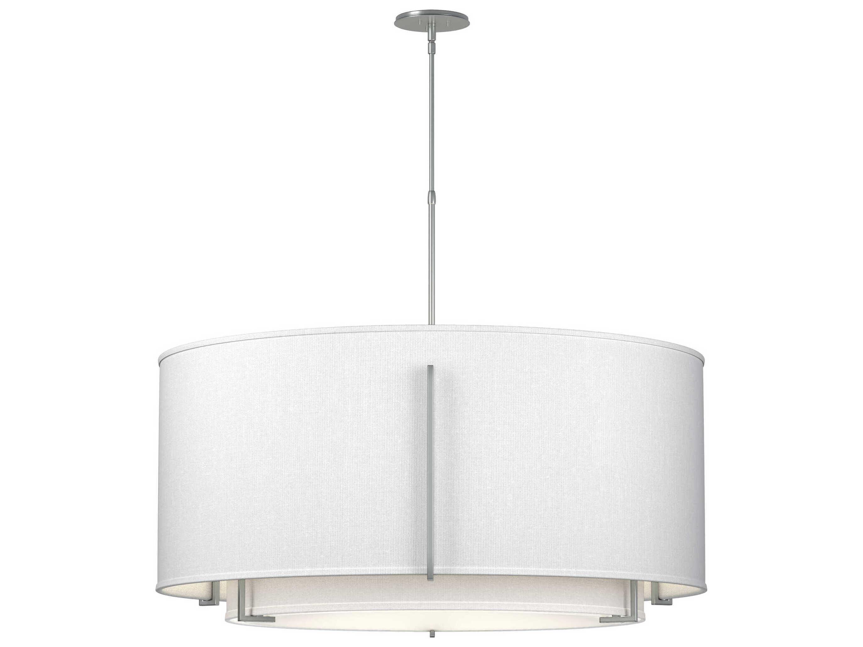 Hubbardton Forge Exos 6-Light Pewter Glass Drum Tiered Pendant