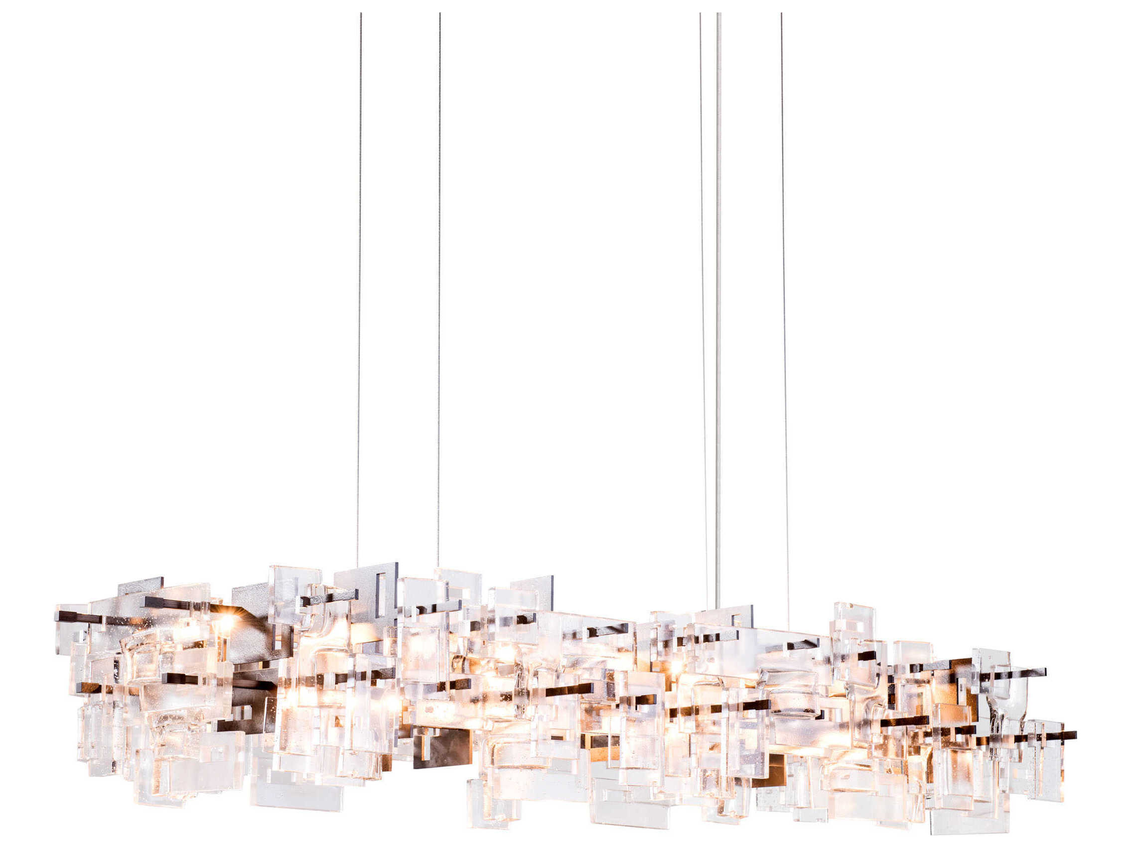 Hubbardton Forge Art + Alchemy Fusion 16-Light Geometric Linear Island Pendant