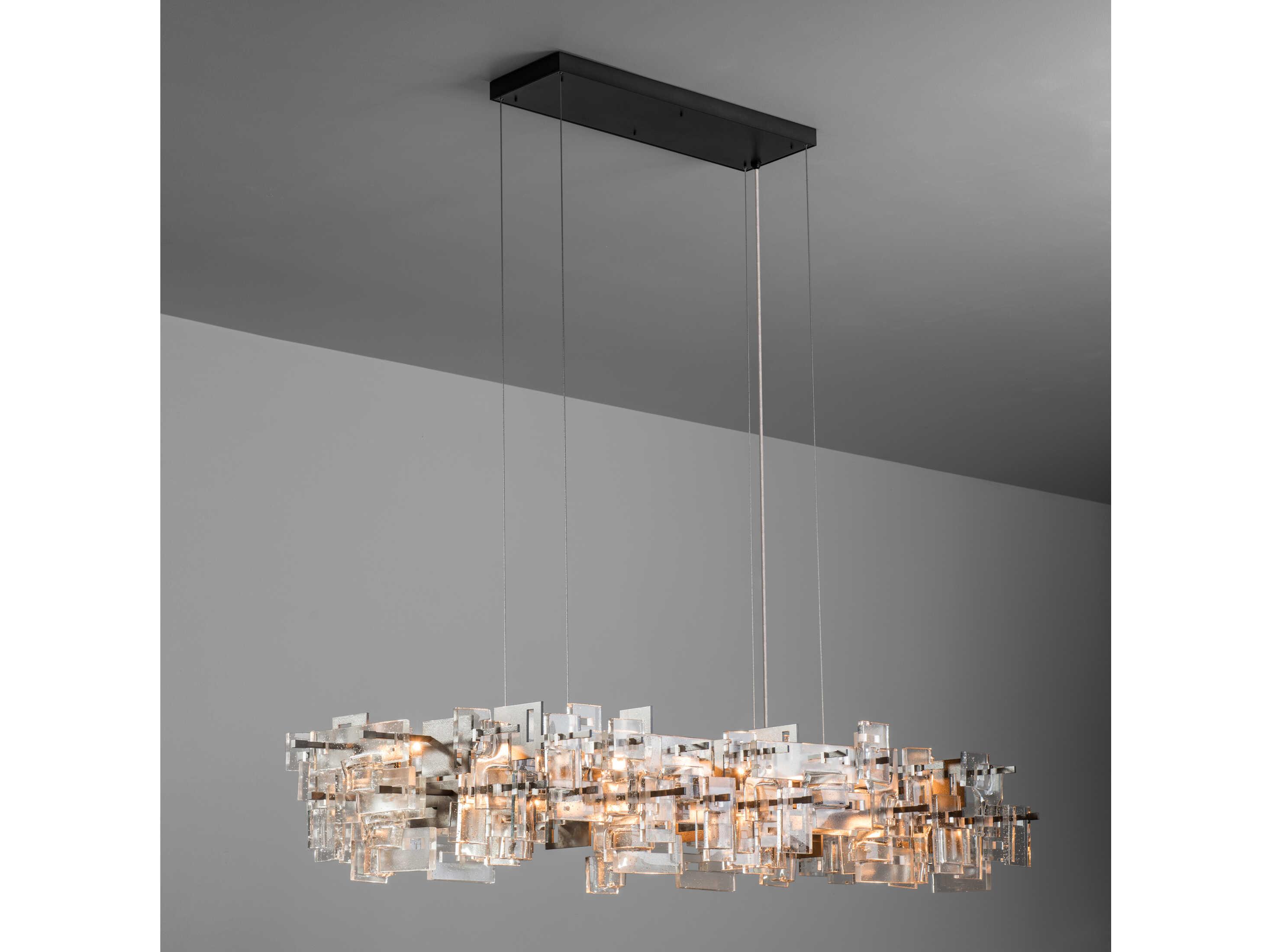 Hubbardton Forge Art + Alchemy Fusion 16-Light Geometric Linear Island Pendant