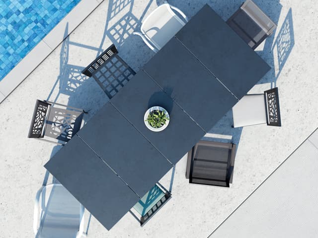 Homecrest Mode Aluminum Rectangular Cafe Table with Umbrella Hole