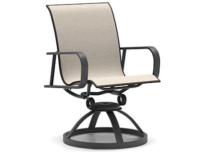 Homecrest Kashton Sling Aluminum Low Back Swivel Rocker Dining Chair