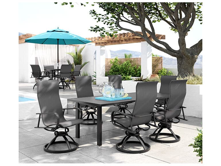 Homecrest Kashton Sling Aluminum High Back Swivel Rocker Dining Chair