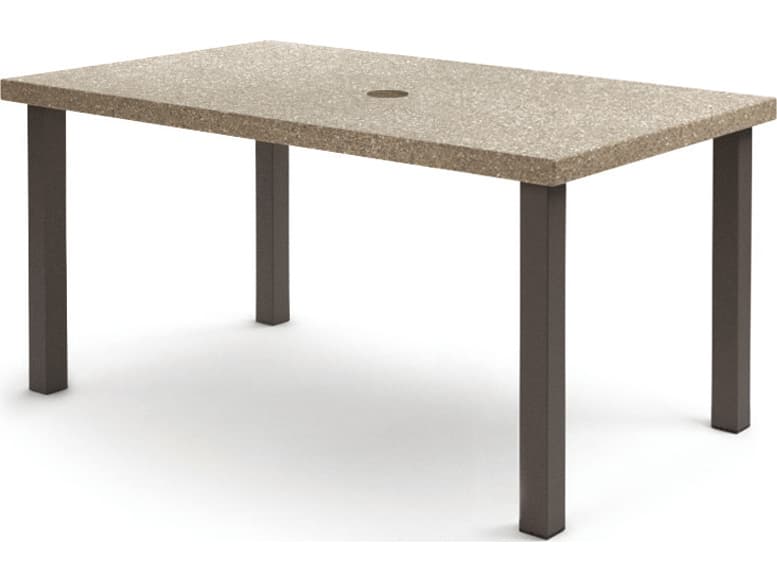 Homecrest Stonegate Aluminum Rectangular Outdoor Patio Counter Table with Umbrella Hole