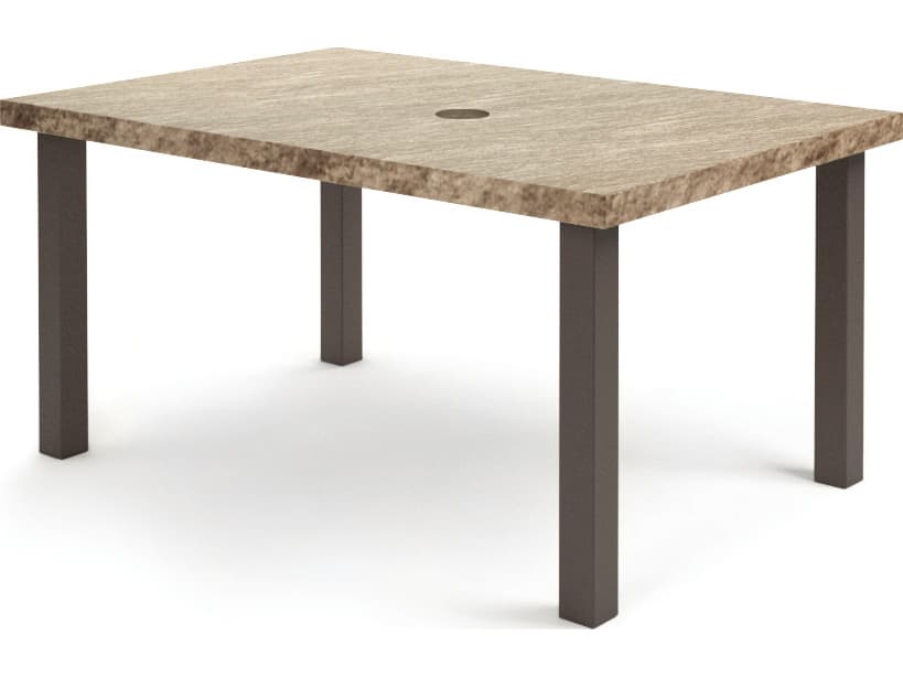 Homecrest Slate Aluminum Rectangular Patio Dining Table with Umbrella Hole