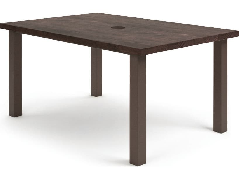 Homecrest Timber Aluminum Rectangular Outdoor Dining Table with Umbrella Hole