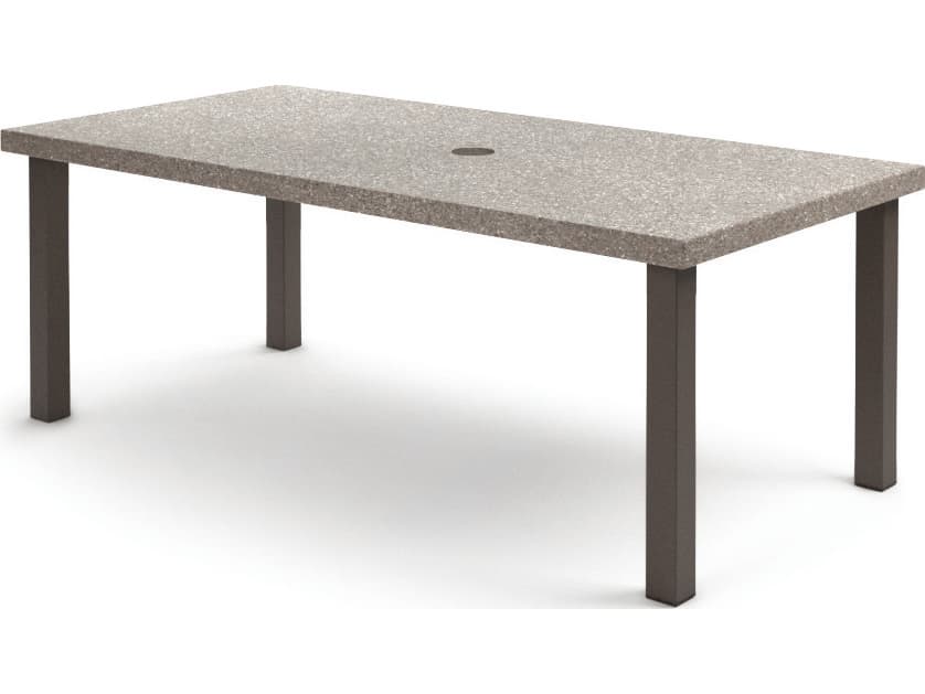 Homecrest Stonegate Aluminum Rectangular Outdoor Patio Dining Table with Umbrella Hole