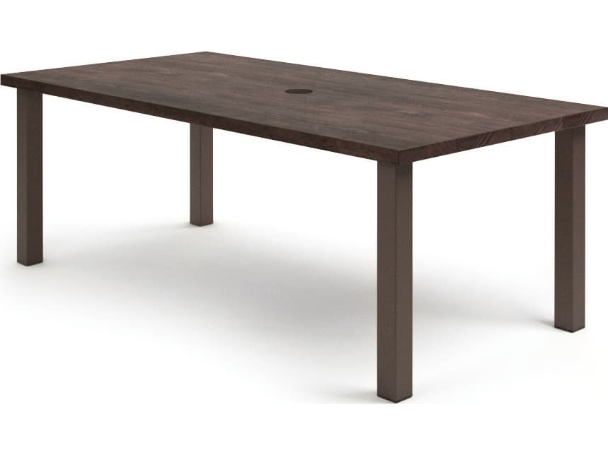 Homecrest Timber Aluminum Rectangular Patio Dining Table with Umbrella Hole