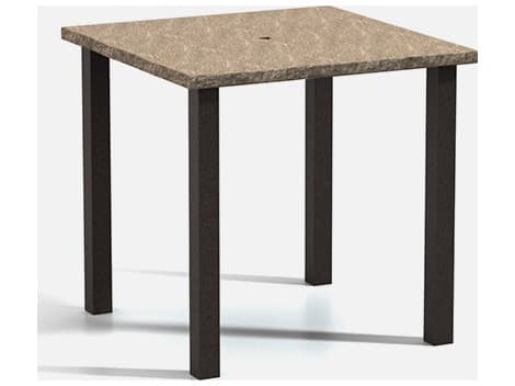 Homecrest Slate Aluminum Square Post Base Outdoor Bar Table with Umbrella Hole