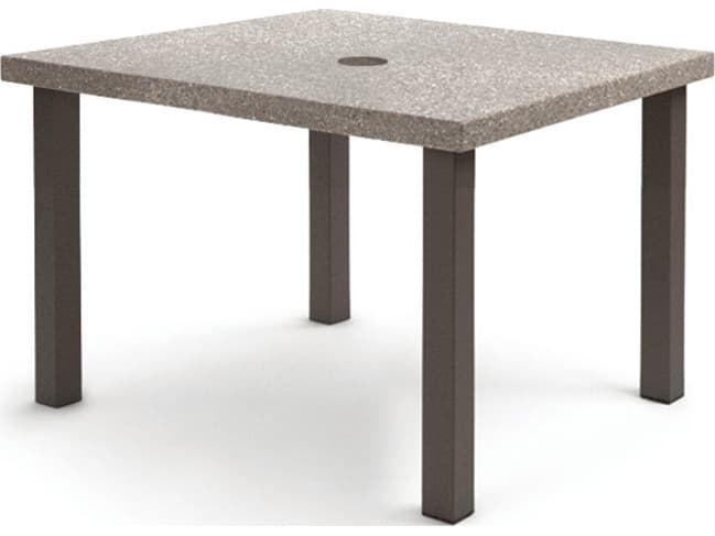 Homecrest Stonegate Aluminum Square Outdoor Patio Dining Table with Umbrella Hole