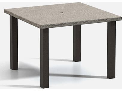 Homecrest Shadow Rock Aluminum Square Post Base Cafe Table with Umbrella Hole