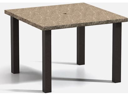 Homecrest Slate Aluminum Square Post Base Cafe Table With Umbrella Hole