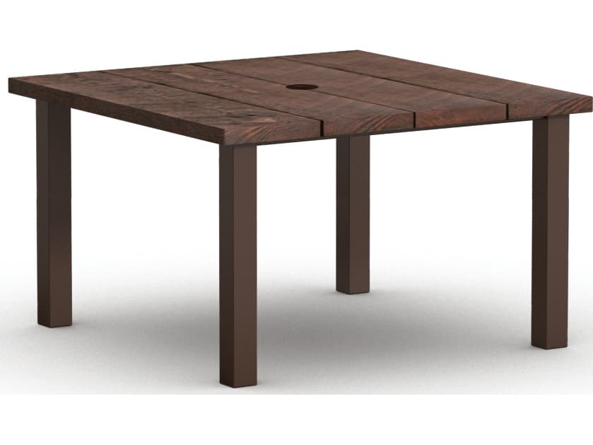 Homecrest Timber Aluminum Square Patio Dining Table with Umbrella Hole