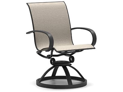 Homecrest Harbor Sling Aluminum Low Back Swivel Rocker Dining Chair