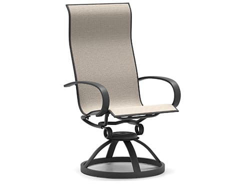 Homecrest Harbor Sling Aluminum High Back Swivel Rocker Dining Chair