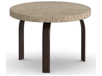 Homecrest Sandstone Faux Aluminum Round Patio End Table