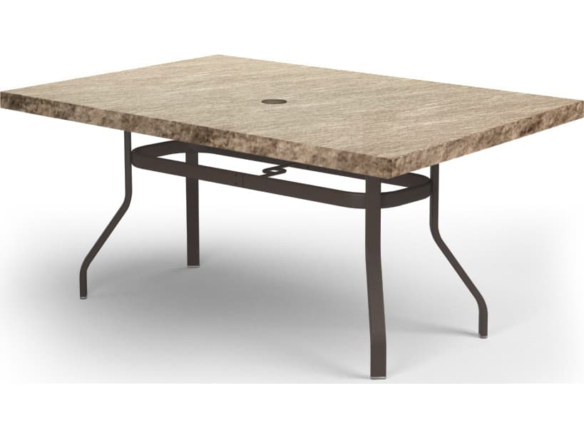 Homecrest Slate Aluminum Rectangular Outdoor Patio Counter Table with Umbrella Hole