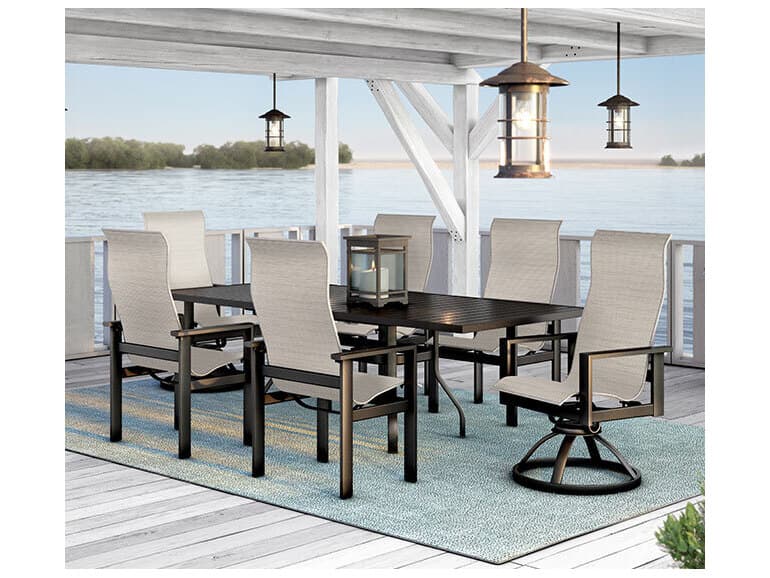 Homecrest Latitude Aluminum 67"W x 42"D Rectangular Dining Table with Umbrella Hole