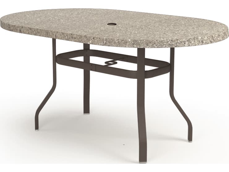 Homecrest Shadow Rock Aluminum Oval Outdoor Counter Table with Umbrella Hole