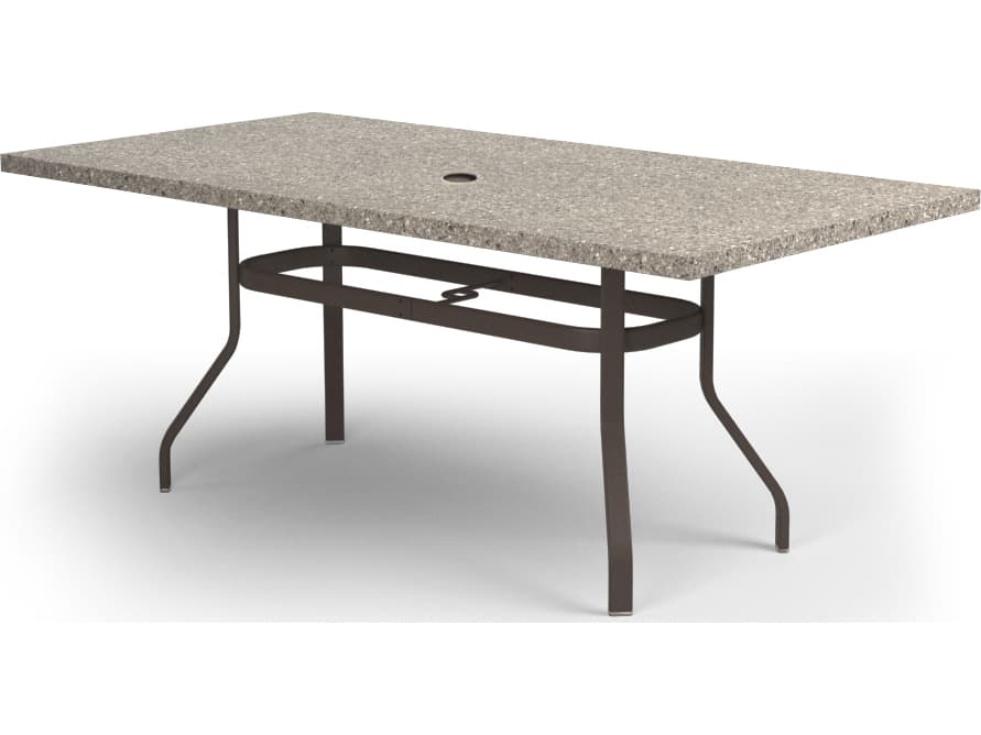 Homecrest Stonegate Aluminum Rectangular Patio Counter Table with Umbrella Hole