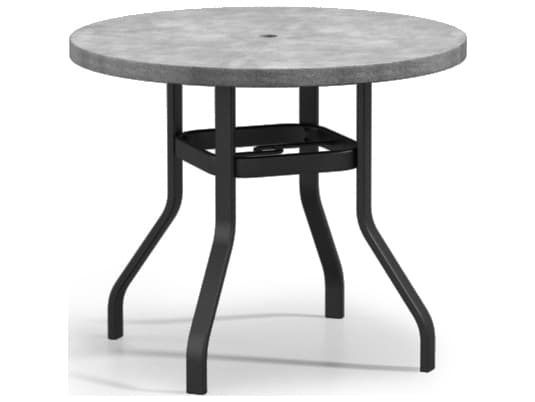 Homecrest Concrete Aluminum Round Outdoor Patio Counter Table with Umbrella Hole