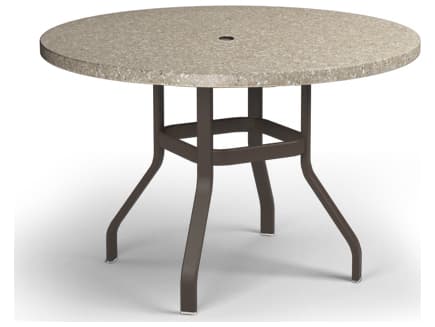 Homecrest Stonegate Aluminum Round Outdoor Patio Counter Table with Umbrella Hole