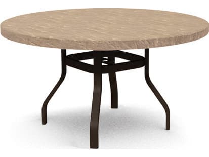 Homecrest Sandstone Faux Aluminum Round Outdoor Dining Table
