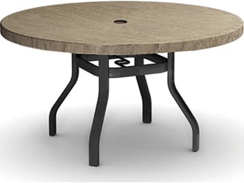 Homecrest Slate Natural Series Aluminum 42" Round Dining Table with Umbrella Hole