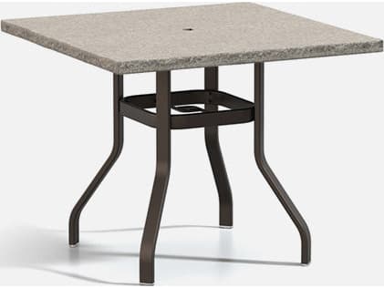 Homecrest Shadow Rock Aluminum Square Universal Base Outdoor Counter Table with Umbrella Hole