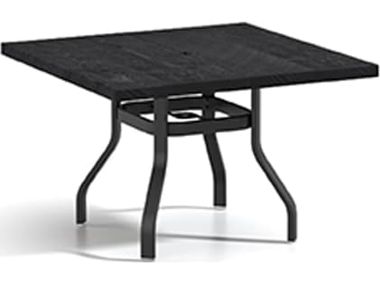 Homecrest Timber Natural Series Aluminum 42" Square Dining Table with Umbrella Hole
