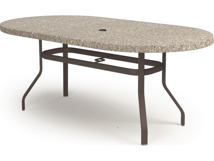 Homecrest Shadow Rock Aluminum Oval Outdoor Counter Table with Umbrella Hole
