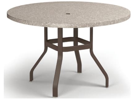 Homecrest Shadow Rock Aluminum Round Outdoor Counter Table with Umbrella Hole