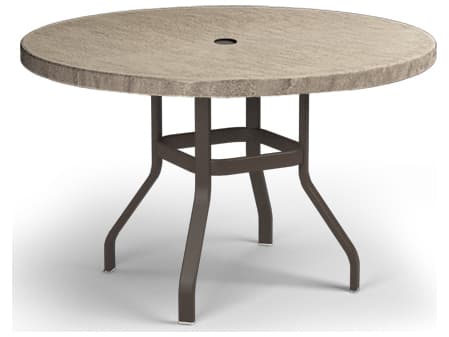 Homecrest Slate Aluminum Round Outdoor Patio Counter Table with Umbrella Hole