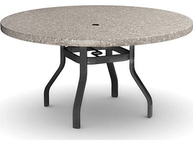 Homecrest Shadow Rock Natural Series Aluminum 48" Round Dining Table with Umbrella Hole