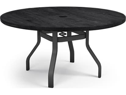 Homecrest Timber Natural Series Aluminum 54" Round Dining Table with Umbrella Hole