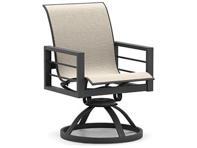 Homecrest Sutton Sling Aluminum Low Back Swivel Rocker Dining Chair