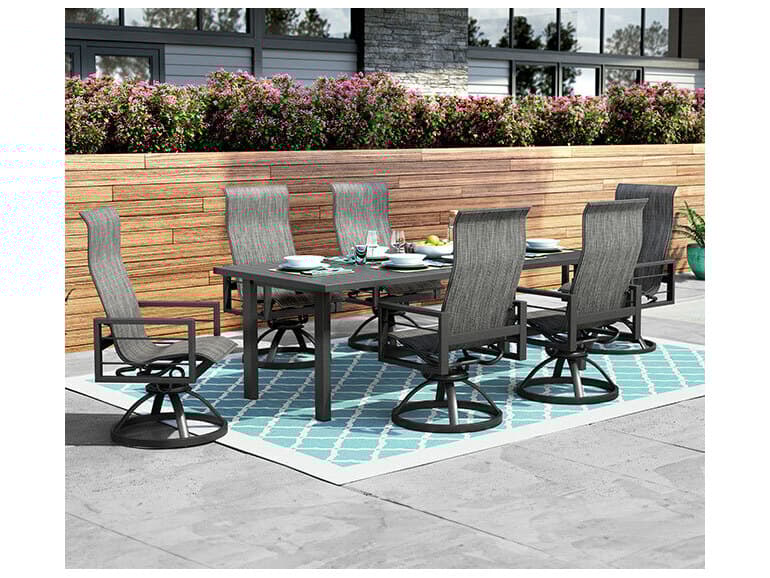 Homecrest Sutton Sling Aluminum Low Back Swivel Rocker Dining Chair