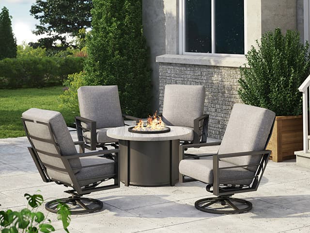 Homecrest Timber Faux Wood Aluminum Round Fire Pit Table Top