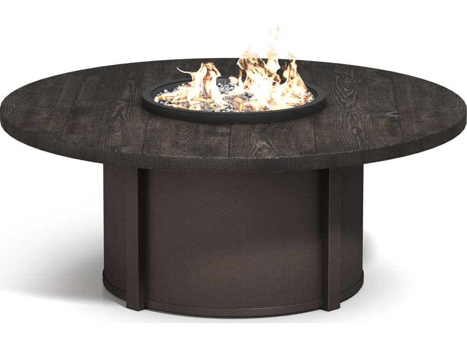 Homecrest Timber Faux Wood Aluminum Round Outdoor Patio Fire Pit Table