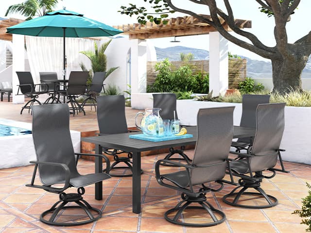 Homecrest Latitude Aluminum Rectangular Counter Post Base Table with Umbrella Hole