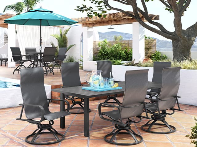 Homecrest Latitude Aluminum Rectangular Chat Post Base Table with Umbrella Hole