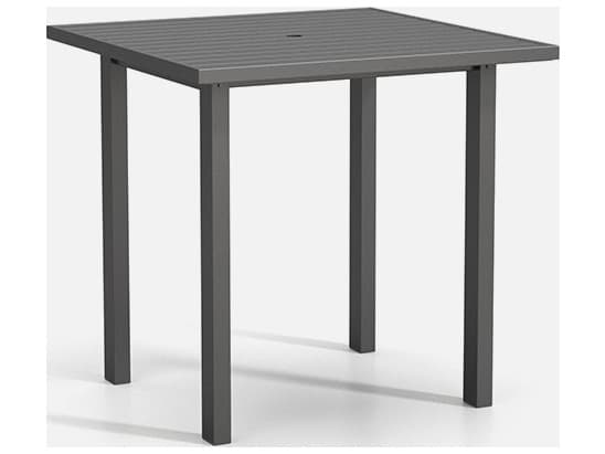 Homecrest Latitude Aluminum Square Post Base Outdoor Bar Table with Umbrella Hole