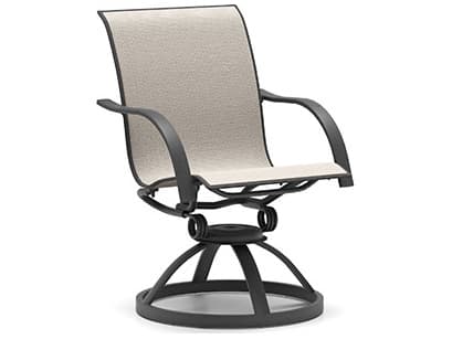 Homecrest Stella Sling Aluminum Low Back Swivel Rocker Dining Chair